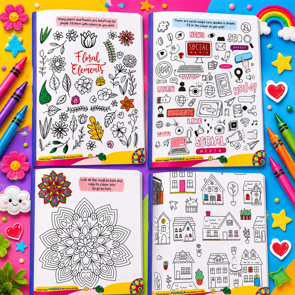 Infinite Delight Mandala Coloring Book for Kids | Creative Activity & Coloring Book