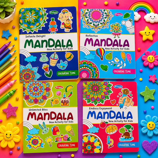 Kids Big Mandala Coloring Book Collection – Creative Activity Books Set (Pack of 4)