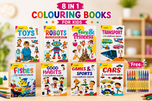 8-in-1 Kids Colouring Book Set with Free Crayons