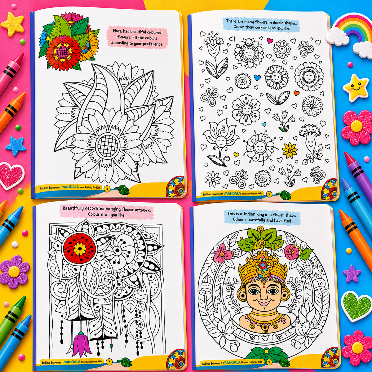 Kids Big Mandala Coloring Book Collection – Creative Activity Books Set (Pack of 4)
