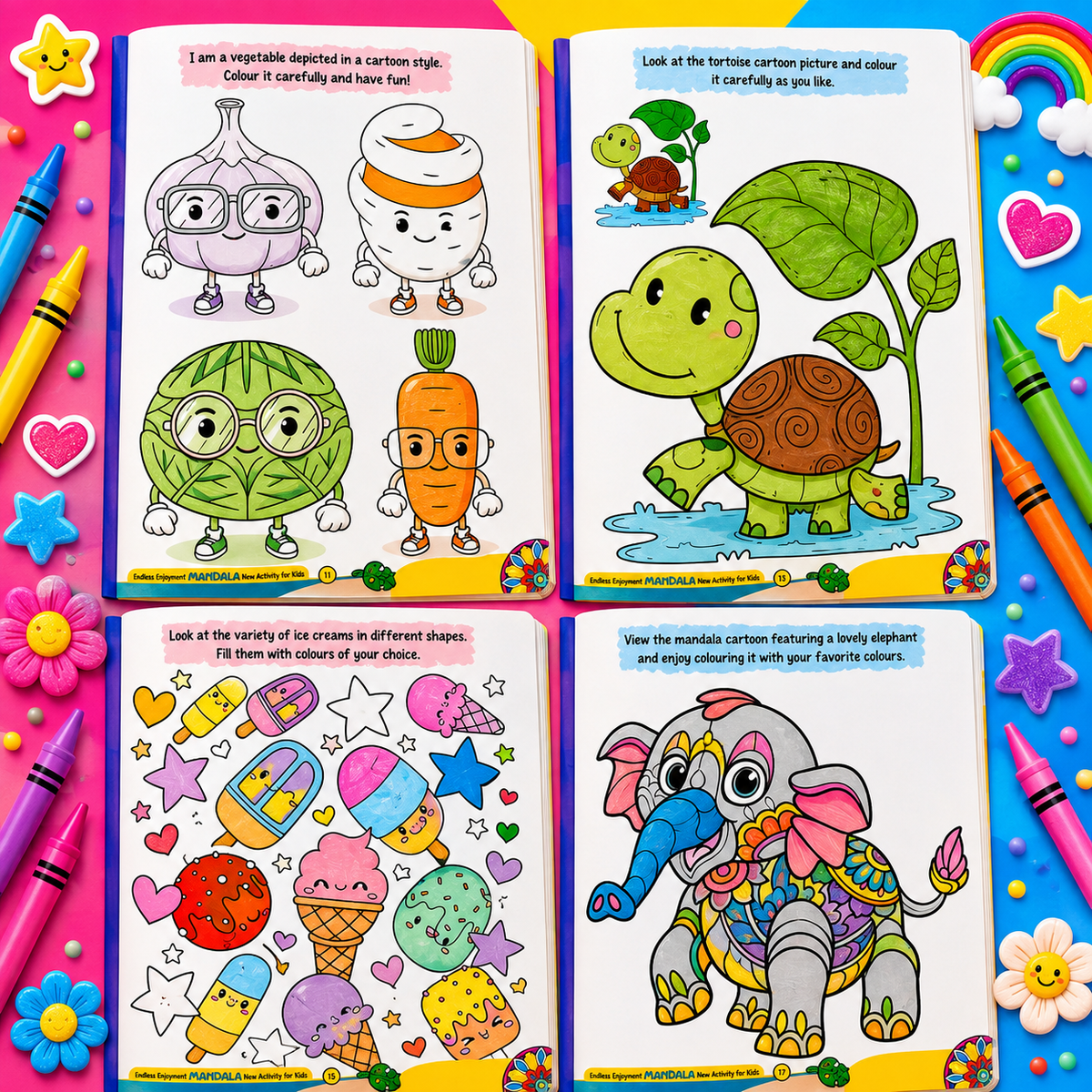 Kids Big Mandala Coloring Book Collection – Creative Activity Books Set (Pack of 4)