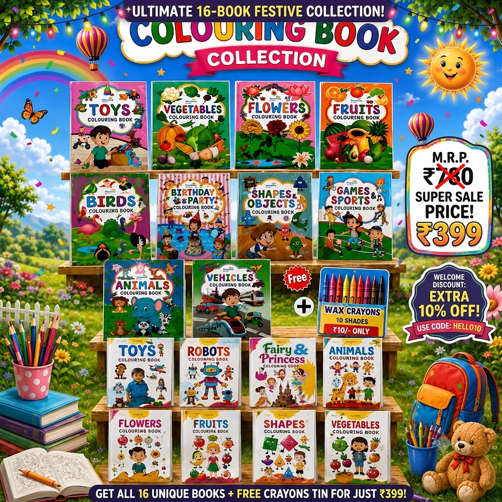 Ultimate Kids Colouring Mega Pack – 18 Books + FREE Crayons | Fun Learning Gift Set