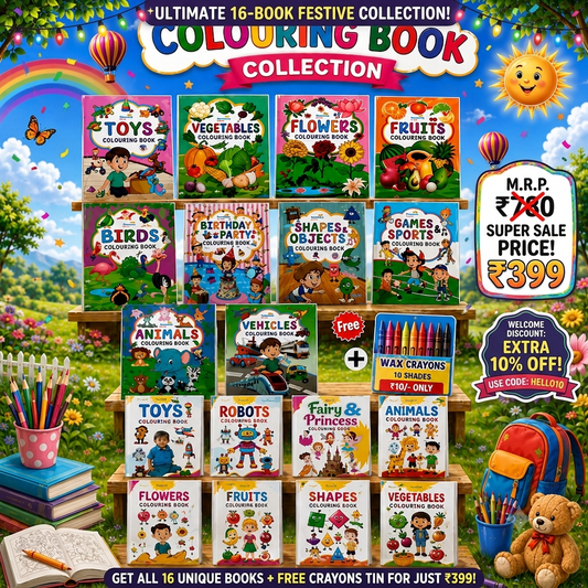 Ultimate Kids Colouring Mega Pack – 18 Books + FREE Crayons | Fun Learning Gift Set